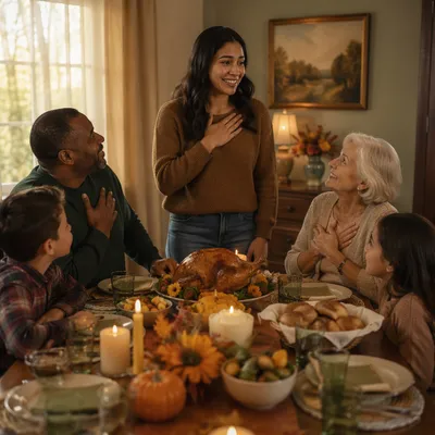 Thanksgiving Family Gathering Before Dinner
