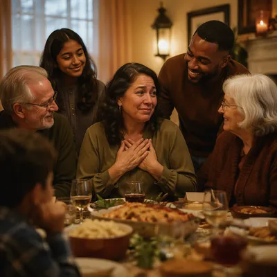 Grateful Family Dinner on Autumn Evening