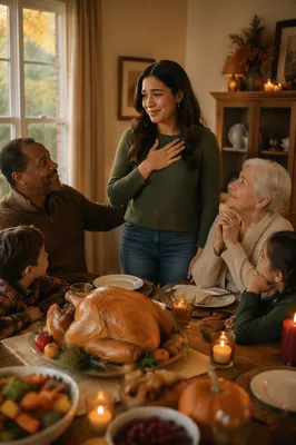 Thanksgiving Family Gathering in Cozy Dining Room