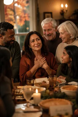 Grateful Family Dinner on Autumn Evening