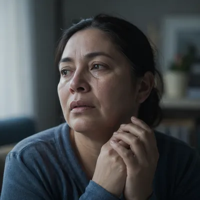 Tearful Woman by Soft Window Light