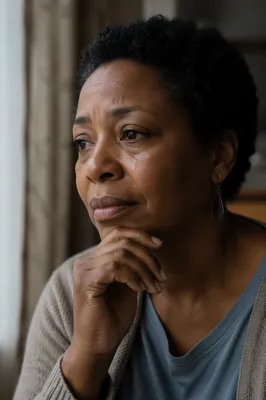 Tearful Close-Up Portrait by Window