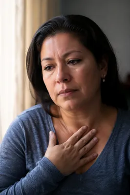 Tearful Woman by Softly Lit Window