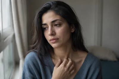 Close Up Portrait of Grieving Woman