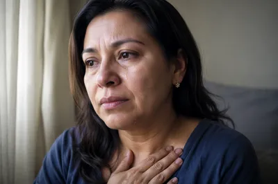 Tearful Woman by Softly Lit Window