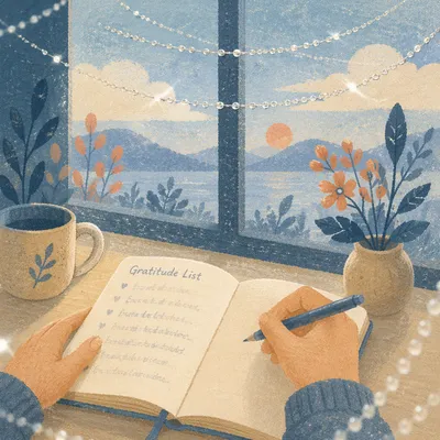 Quiet Morning Gratitude Journal Reflection