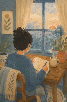Quiet Morning Gratitude Journaling by Window