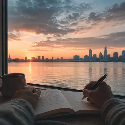 Quiet Morning Gratitude Journaling by Window