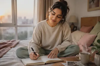 Woman Journaling by Window at Dawn
