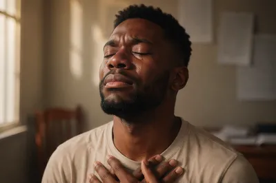 Tearful Prayer Close Up Portrait