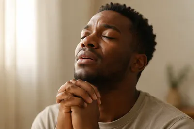 Tearful Close Up Portrait in Prayer