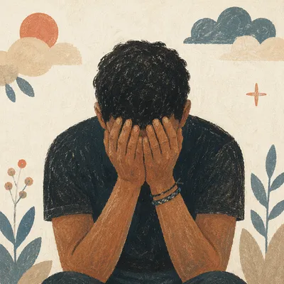 Overwhelmed Person in Quiet Prayer