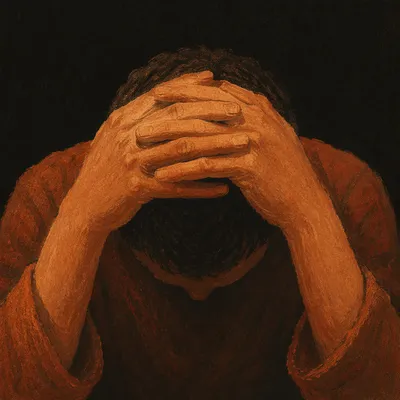 Overwhelmed Person in Quiet Prayer