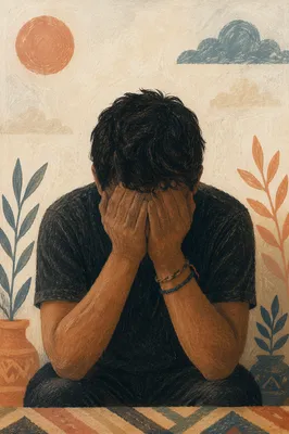 Overwhelmed Person in Quiet Prayer
