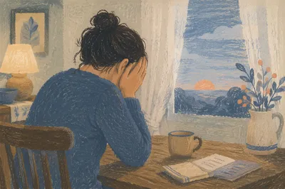 Overwhelmed Person in Silent Morning Prayer