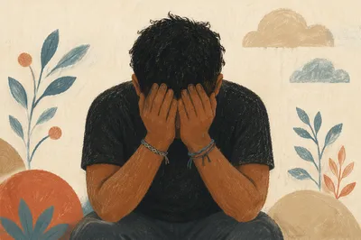 Overwhelmed Person in Quiet Prayer