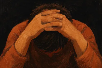 Overwhelmed Person in Quiet Prayer