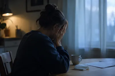 Overwhelmed Person in Quiet Morning Prayer