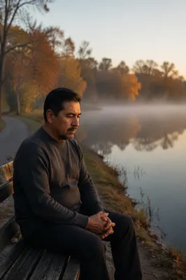 Man Sitting Alone on Park Bench