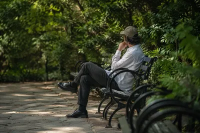 Quiet Contemplation on Park Bench