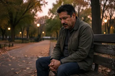 Solitary Man on Park Bench at Dusk