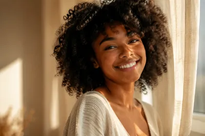 Joyful Close Up Portrait by Window