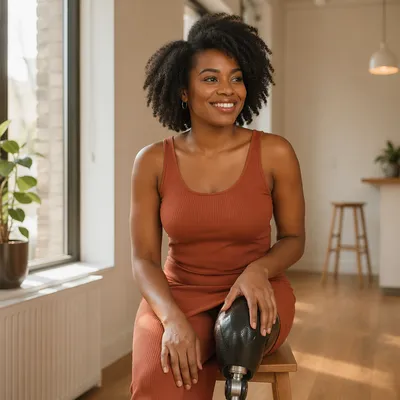 Joyful Young Woman With Prosthetic Portrait