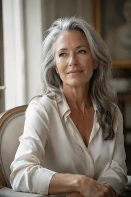 Elegant Silver Haired Woman by Window