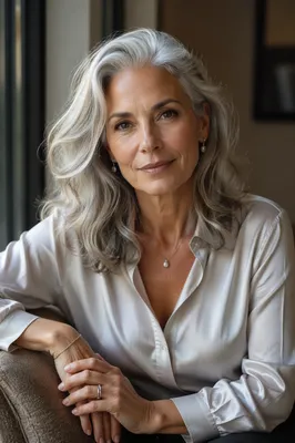 Elegant Portrait of Mature Woman by Window