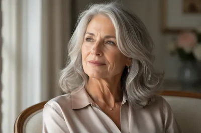 Elegant Silver Haired Woman by Window