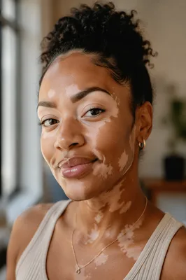 Confident Woman with Vitiligo Close Up