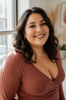 Confident Smiling Woman by Window Portrait
