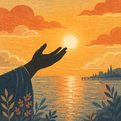 Praise Hand Silhouette at Golden Sunset