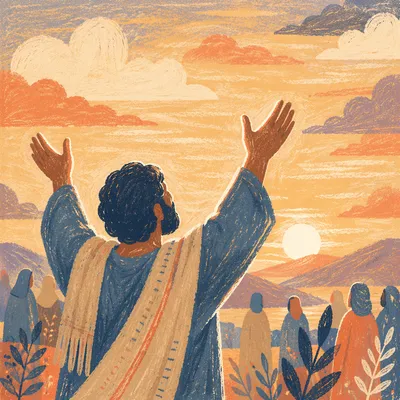 Raised Hands in Golden Sunset Praise