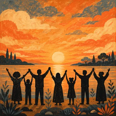 Praise Hands Lifted at Golden Sunset