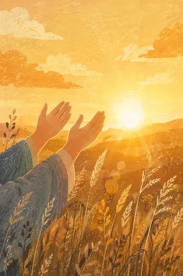 Lifted Hands in Golden Sunset Praise