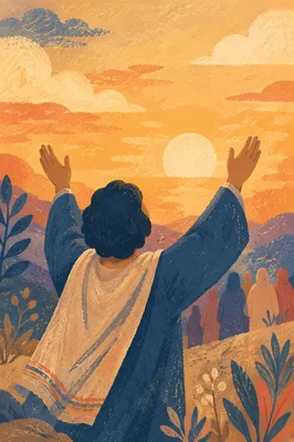 Raised Praise Hands at Golden Sunset