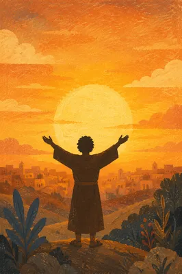 Praise Hands Raised at Golden Sunset