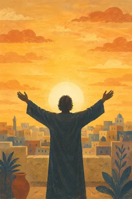 Praise Hands Raised at Golden Sunset