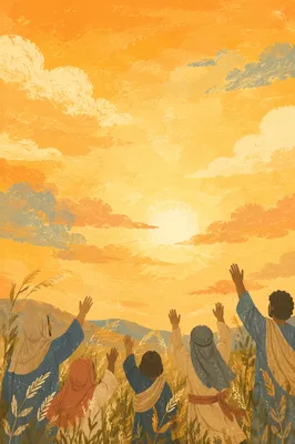 Praise Hands Lifted at Golden Sunset