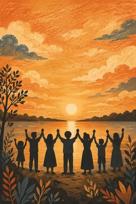 Praise Hands Lifted at Golden Sunset