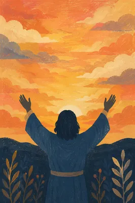 Silhouetted Praise Hands Under Golden Sunset