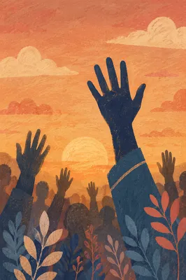 Praise Hands Silhouetted in Golden Sunset