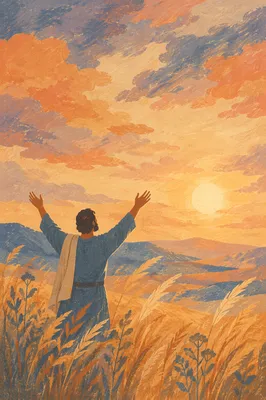 Raised Hands in Golden Meadow Praise