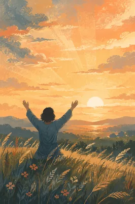 Lifted Hands in Golden Sunset Praise