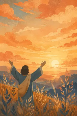 Praise Hands Lifted Under Golden Sunset