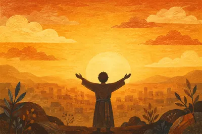 Praise Hands Lifted at Golden Sunset