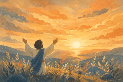 Raised Hands in Golden Sunset Praise