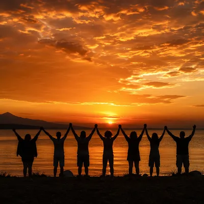 Praise Silhouettes by Golden Sunset Lake