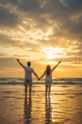 Praise Hands at Golden Sunset Shore